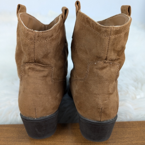 Mudd embroidered mini slouch ankle boots, women's size 9, brown - Picture 4 of 9